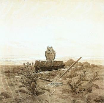 卡斯帕爾 大衛 弗裡德裡希 Landscape With Grave Coffin And Owl